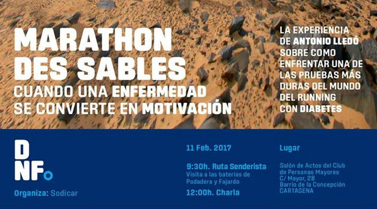 Cartel del evento 'Marathon des Sables. Cuando una enfermedad se convierte en motivacin' de Sodicar