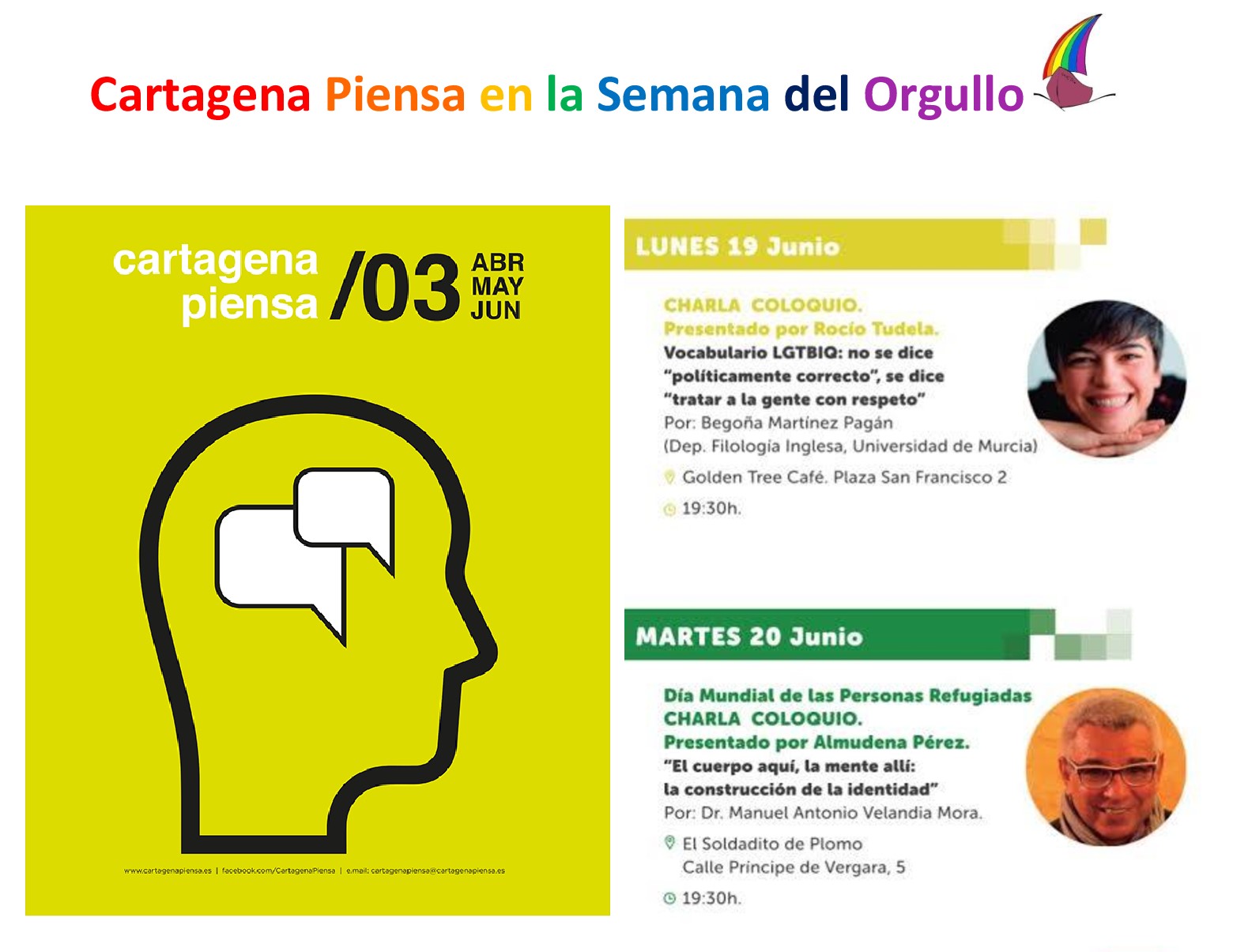 Cartel de la programacin para la Semana del Orgullo de Cartagena Piensa