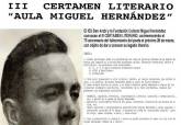 Cartel del III Certamen Literario Aula Miguel Hernndez