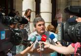 Pedro Saura hace declaraciones tras el minuto de silencio de repulsa por los atentados de Barcelona y de Cambrils