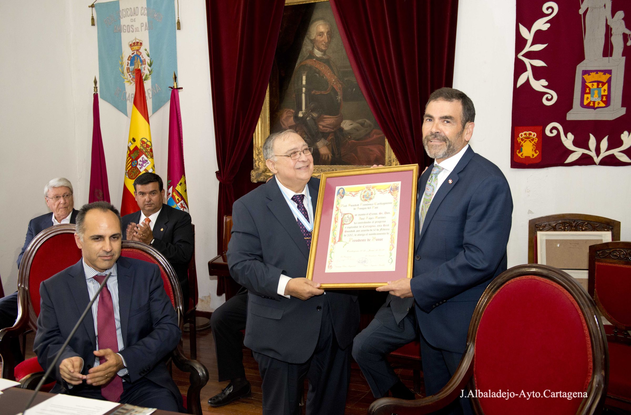 Nombramiento de Jos Lpez como Presidente de Honor de la Real Sociedad Econmica de Amigos del Pas