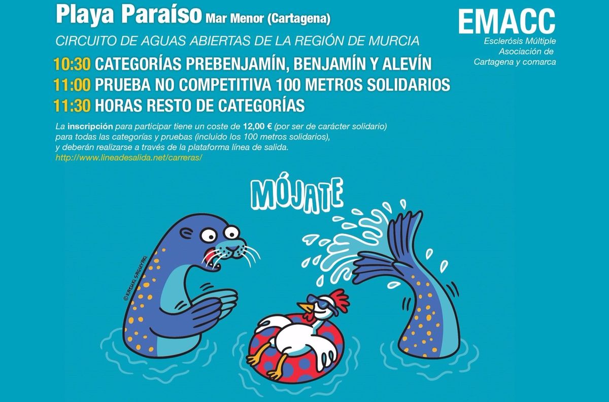 Cartel de la VIII Travesa Solidaria Mar Menor de EMACC