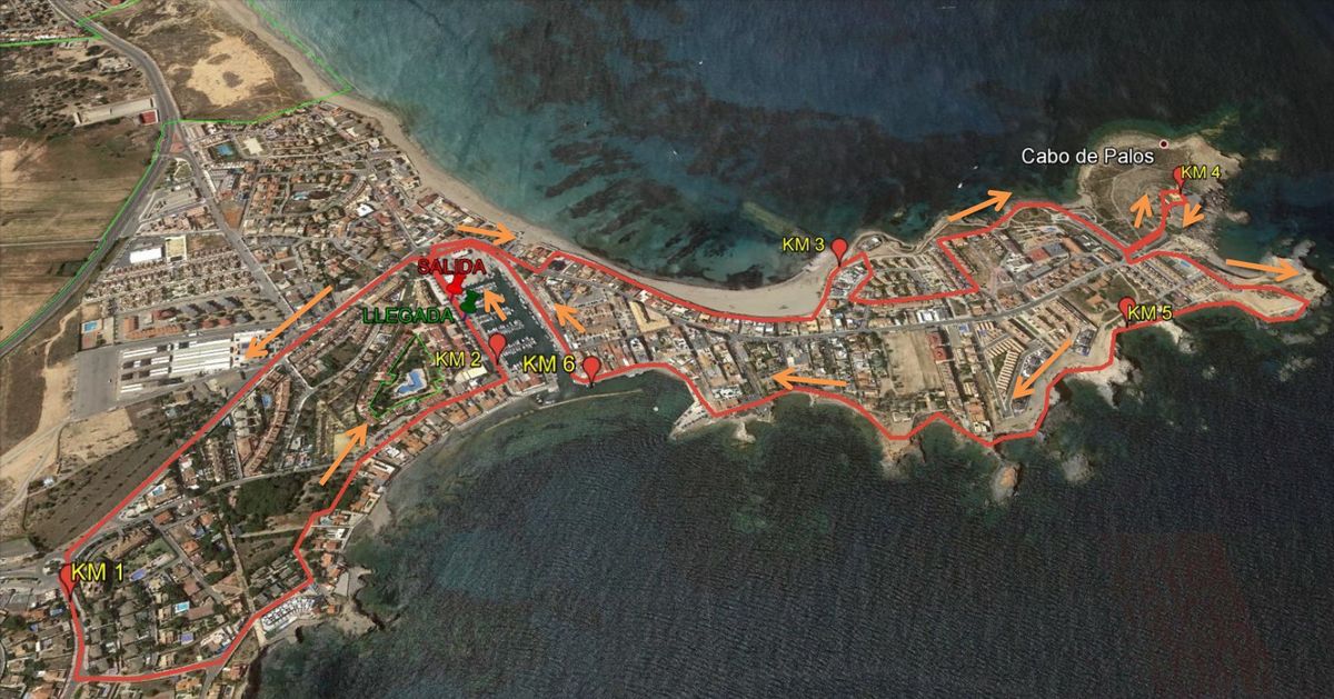 Plano de recorridos del Cross de Cabo de Palos