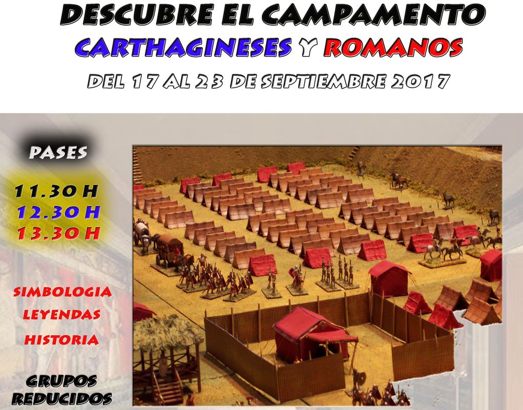 Cartel de las visitas guiadas al campamento festero de Carthagineses y Romanos