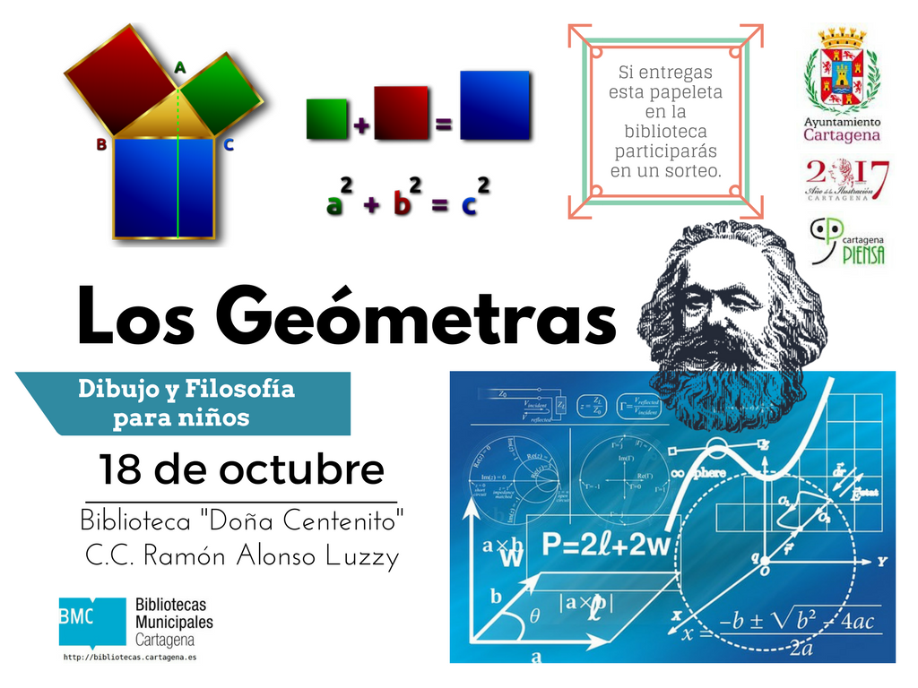 Cartel del taller 'Los geómetras' Cartagena Piensa