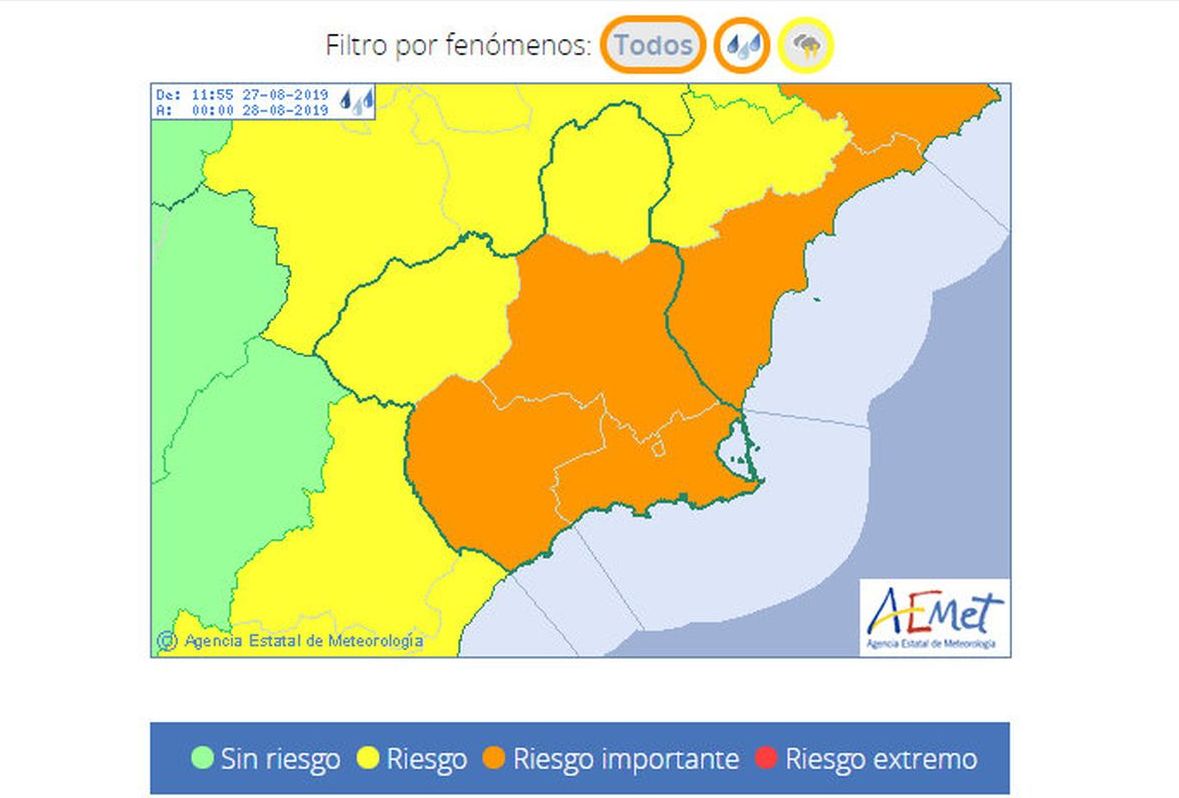Aviso naranja por gota fra de la AEMET