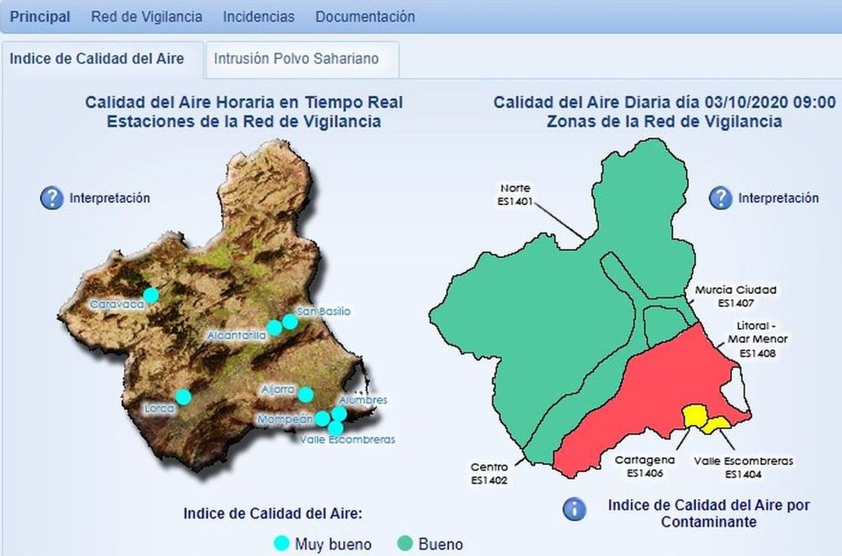 Activado el nivel preventivo por partculas en La Aljorra y Alumbres