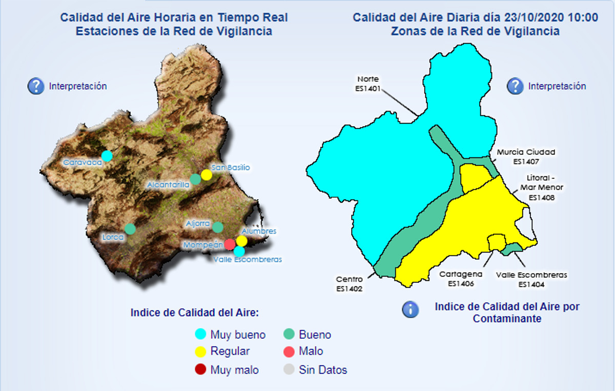 Mapa de Calidad del Aire de la Regin de Murcia