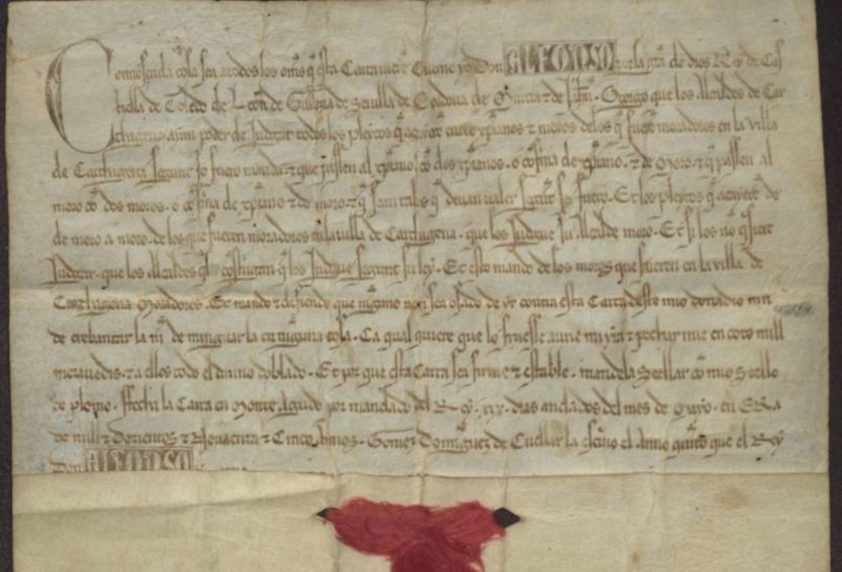 Carta de Alfonso X a la ciudad de Cartagena