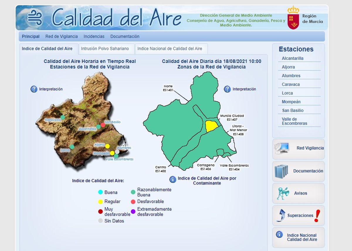 Disipados los episodios por partculas en suspensin en las estaciones medidoras del municipio de Cartagena