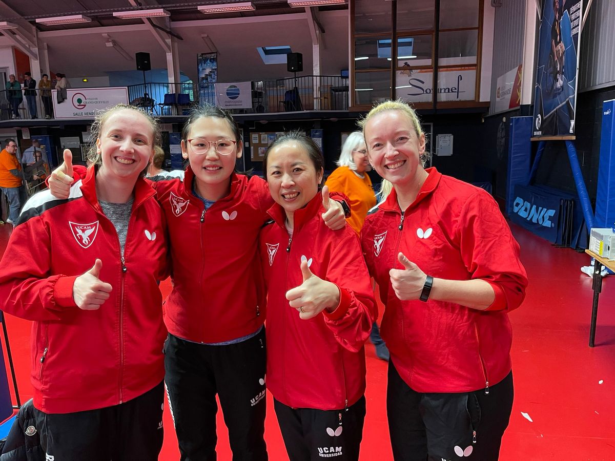 Jugadoras del UCAM Cartagena Tenis de Mesa en la final de la Copa de Europa 2022