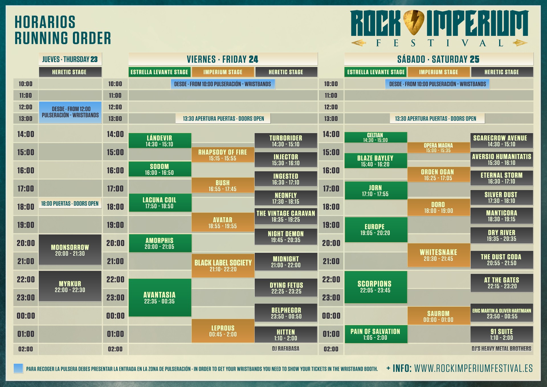 Horarios del Rock Imperium