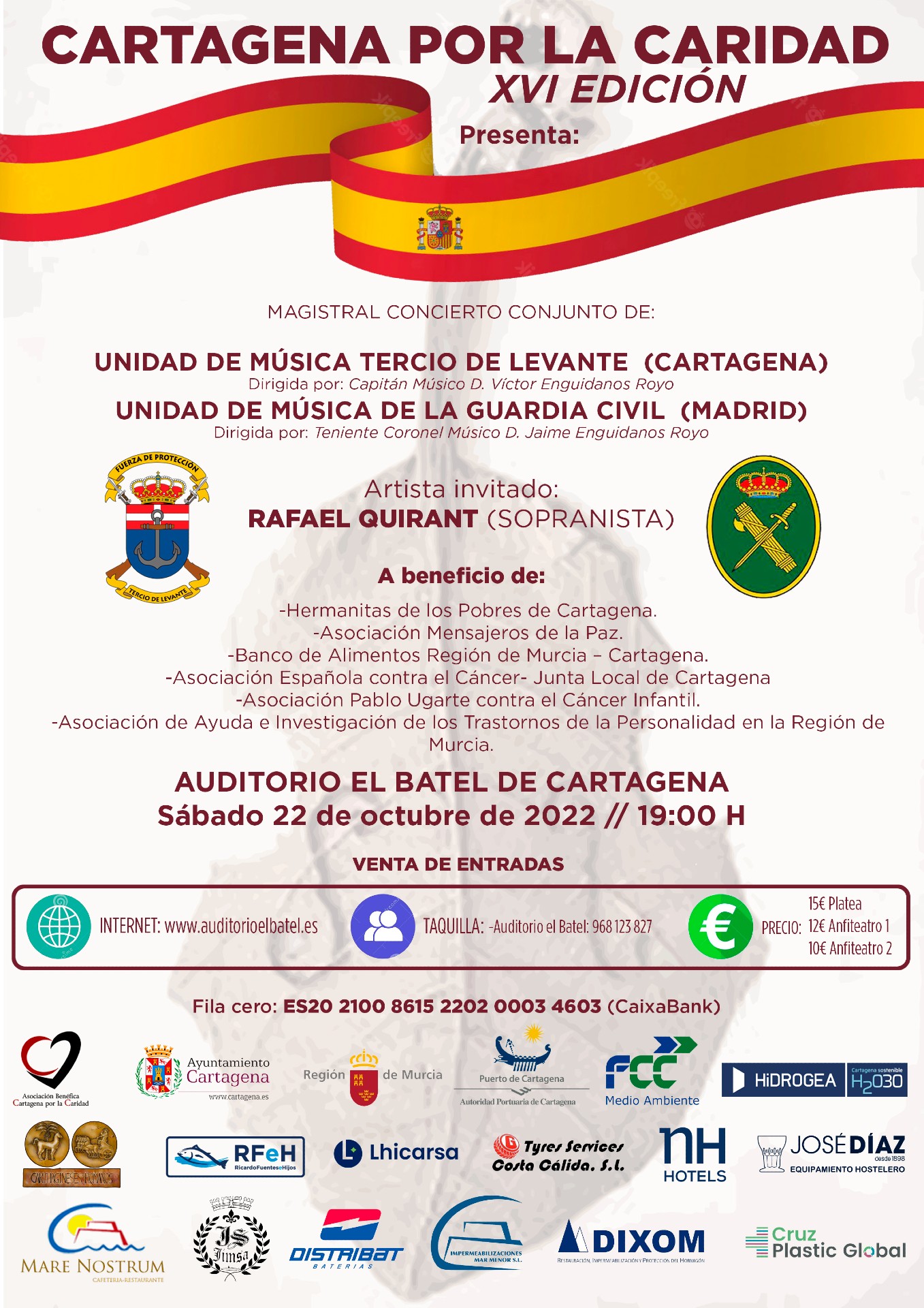 Cartel del programa del Concierto de Cartagena por la Caridad
