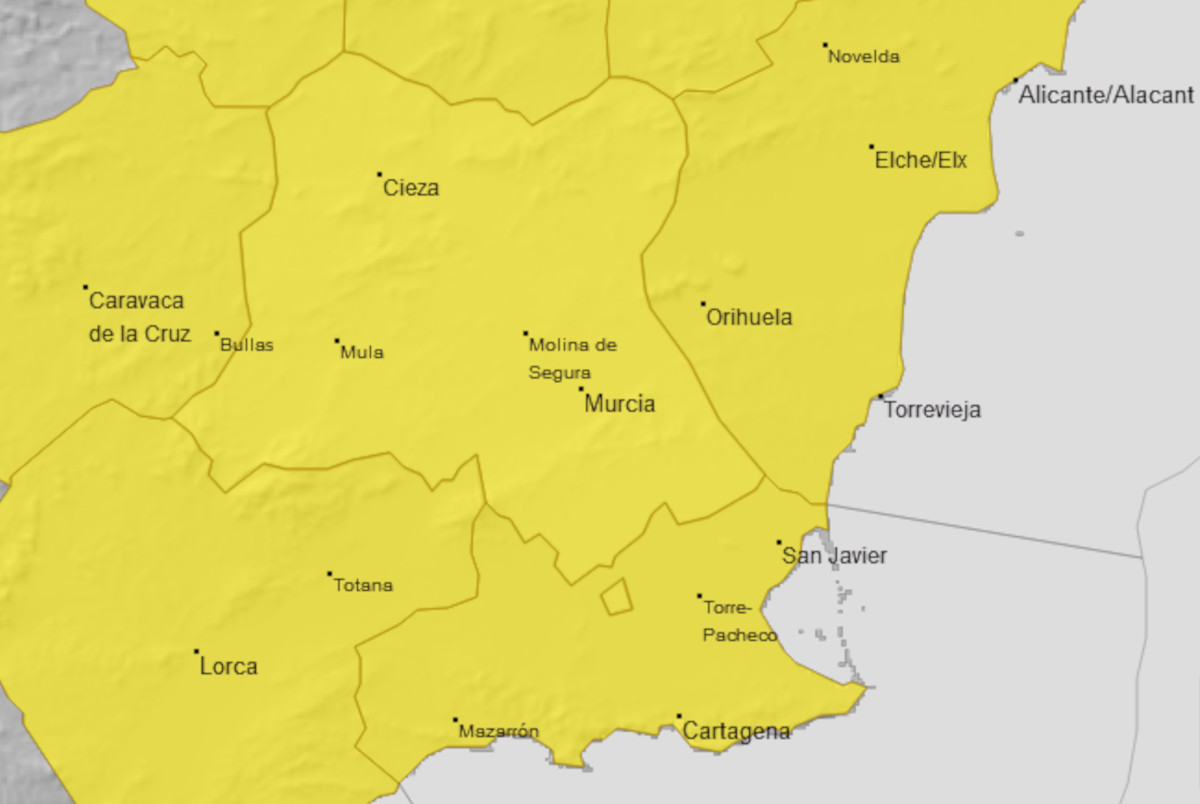 AEMET activa aviso amarillo por lluvias en el Campo de Cartagena el domingo 25 de septiembre