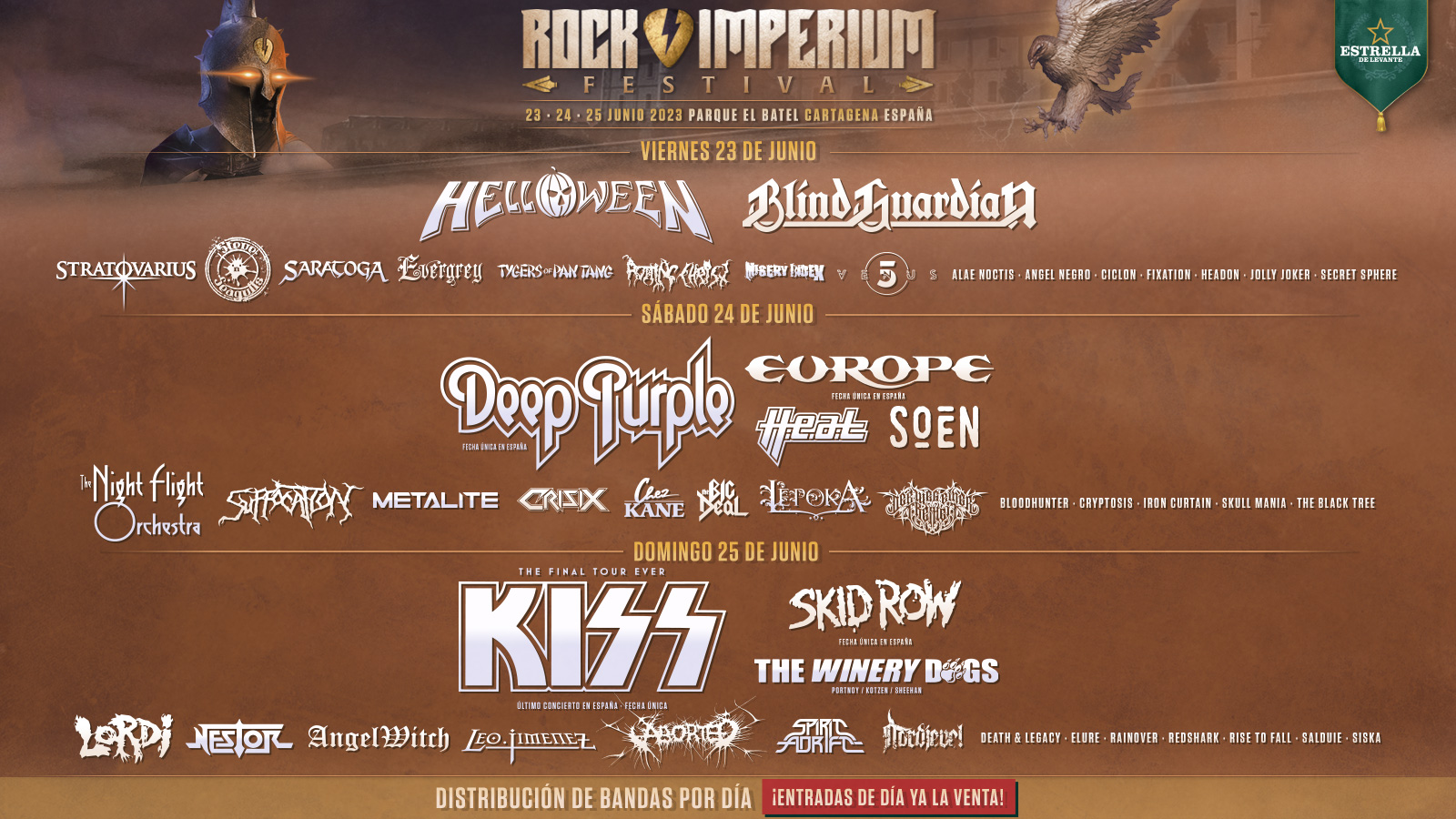 Distribución por días del Rock Imperium Fest