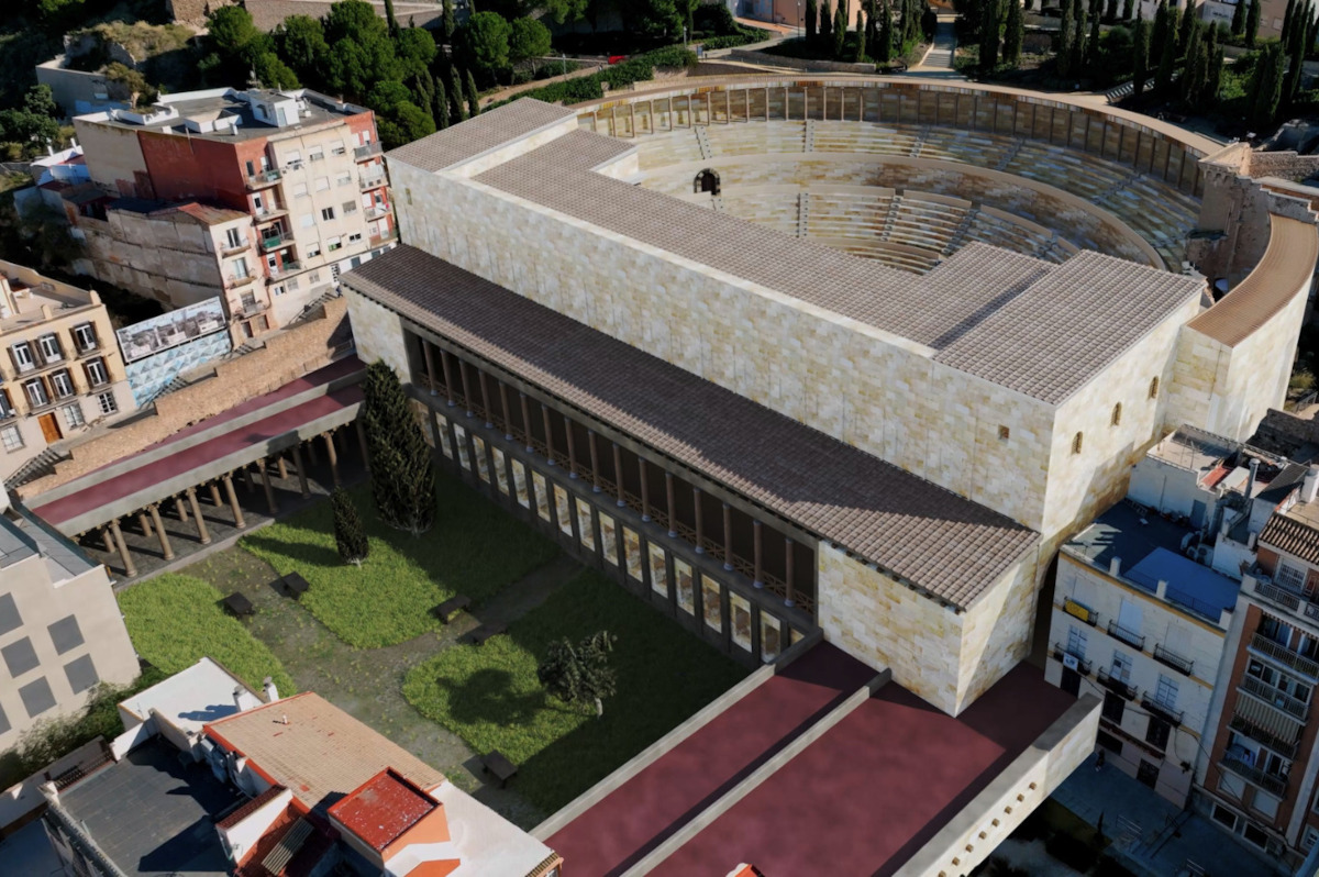 Recreacin del prtico del Teatro Romano