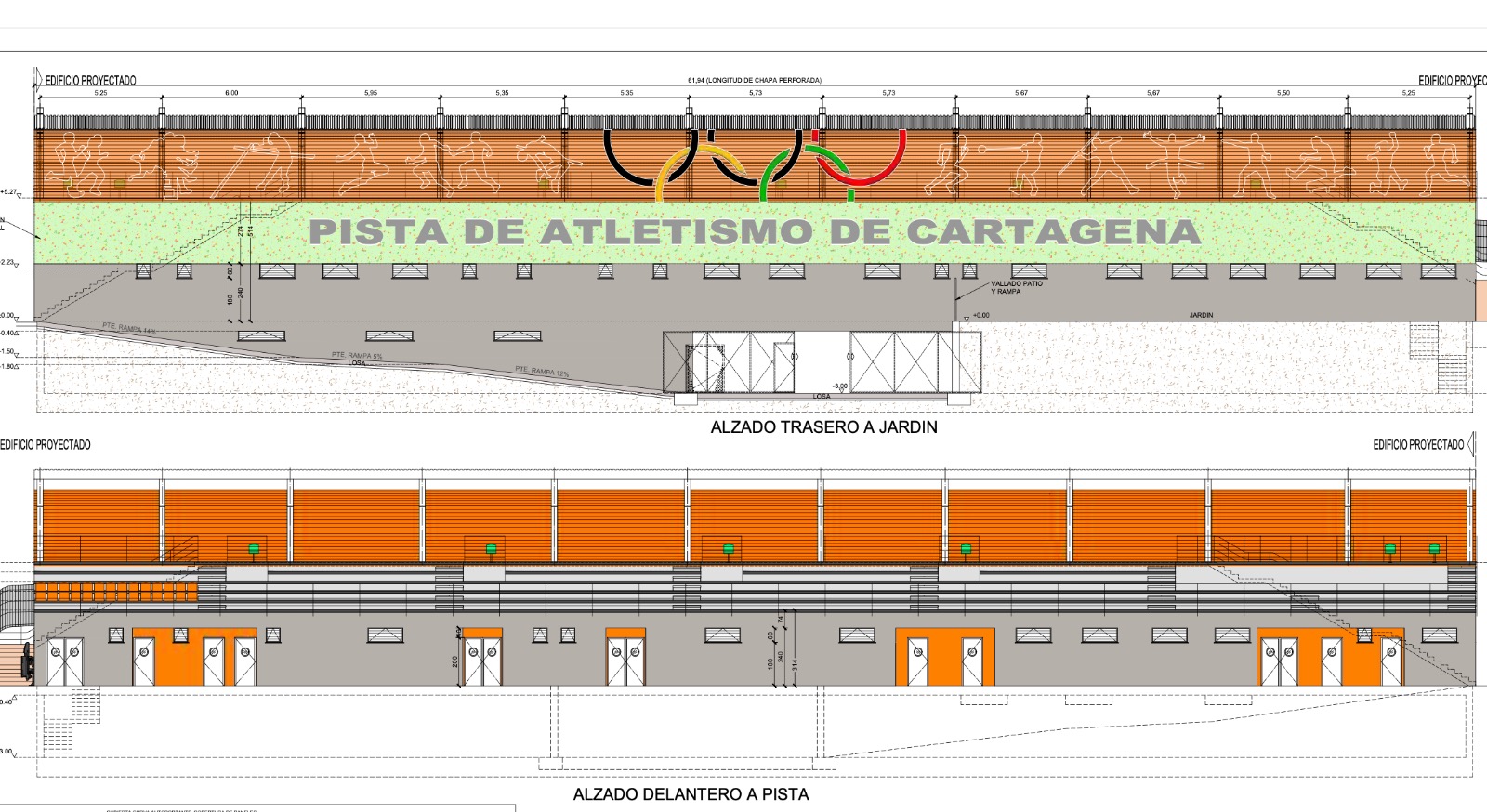 Imágenes del proyecto de la reforma de las gradas de la pista de atletismo