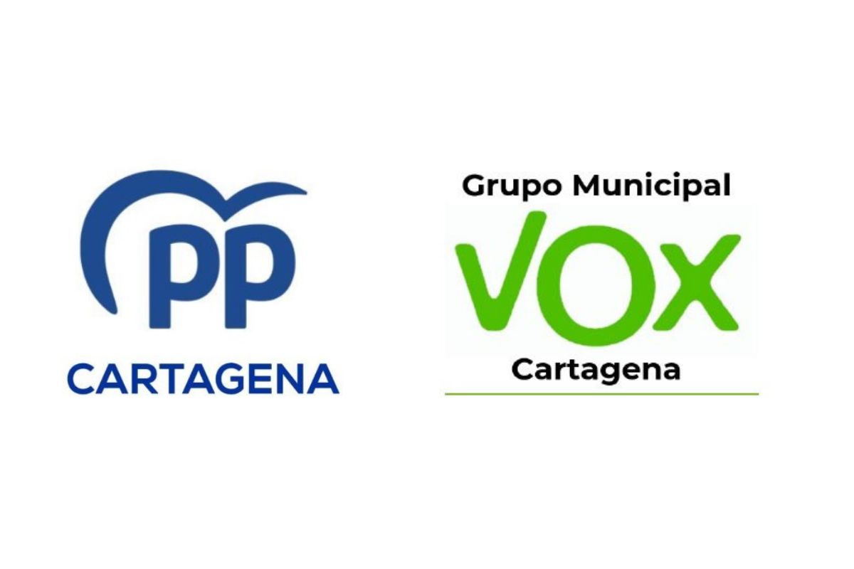 Imagen con los logotipos de los grupos municipales de PP y Vox