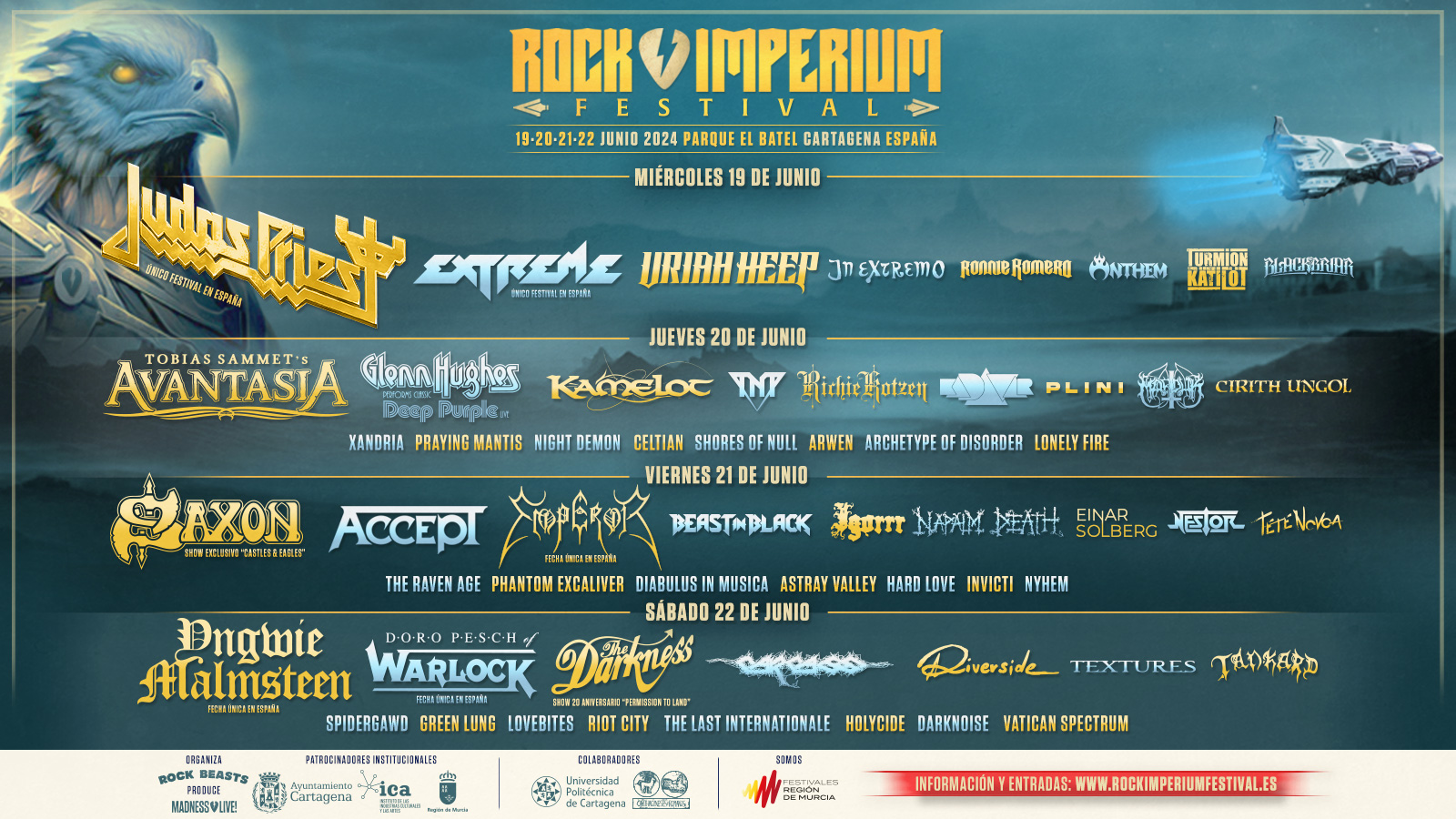 Programación por días de la 3 edición del Rock Imperium Fest