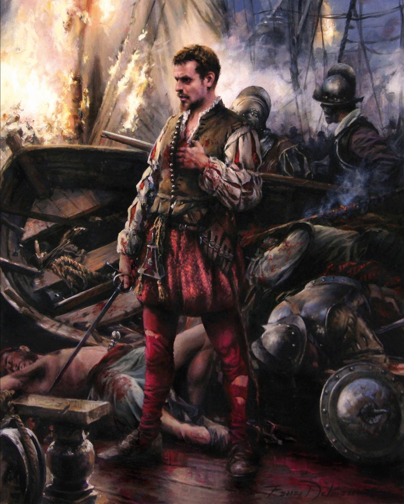 Cervantes soldado, en la Batalla de Lepanto
