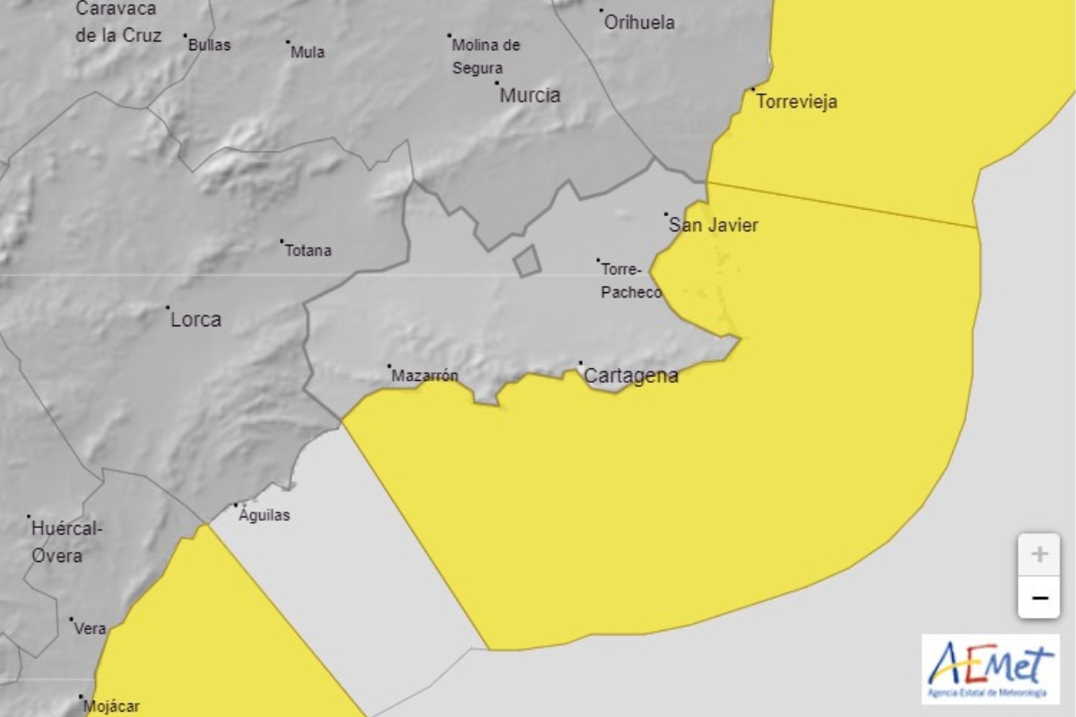 Aviso amarillo por fenómenos costeros esta madrugada en Cartagena y litoral