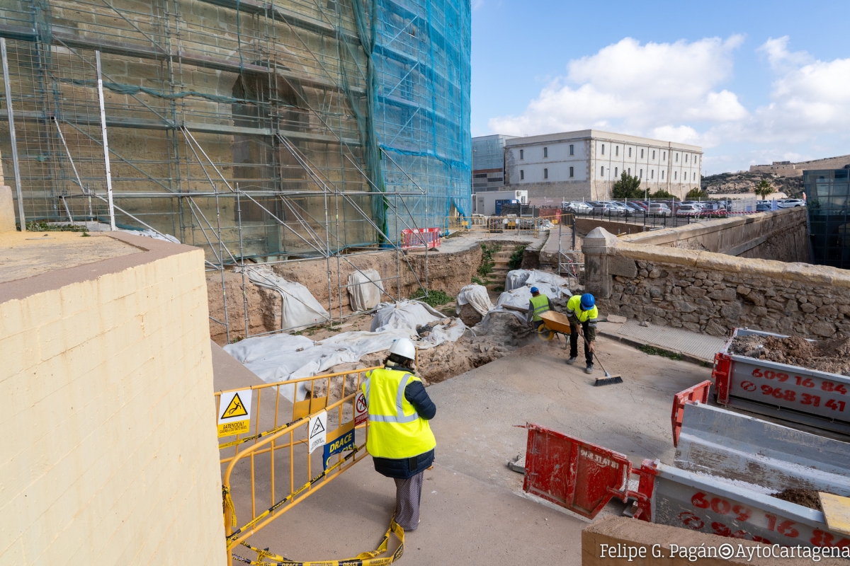 Trabajos en el Anfiteatro Romano en los primeros das de febrero de 2025.