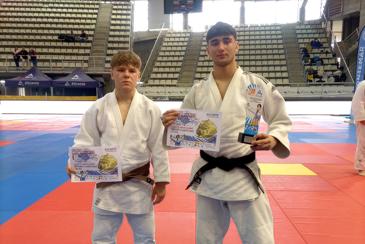 Dorian Campos y Yaroslav Shestakov en el Campeonato de Espaa cadete de judo