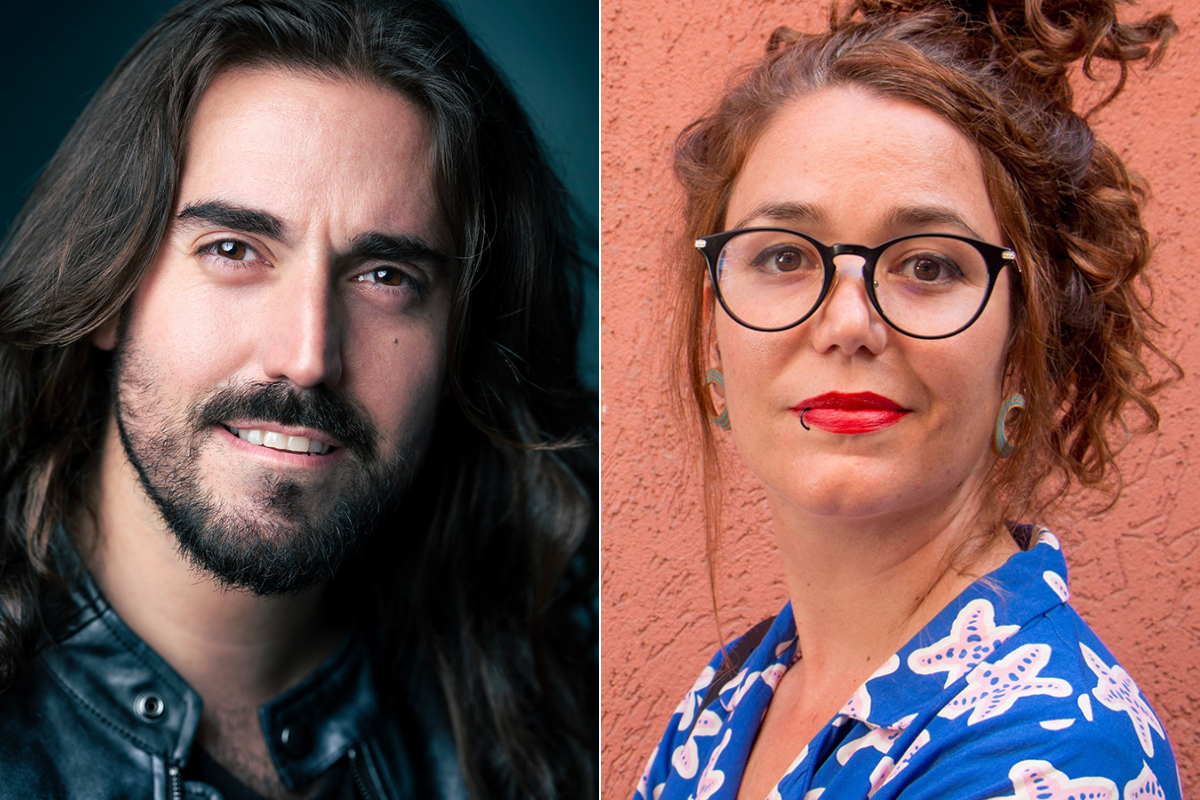 Andrés Suárez e Ilu Ros, en la Feria del Libro de Cartagena