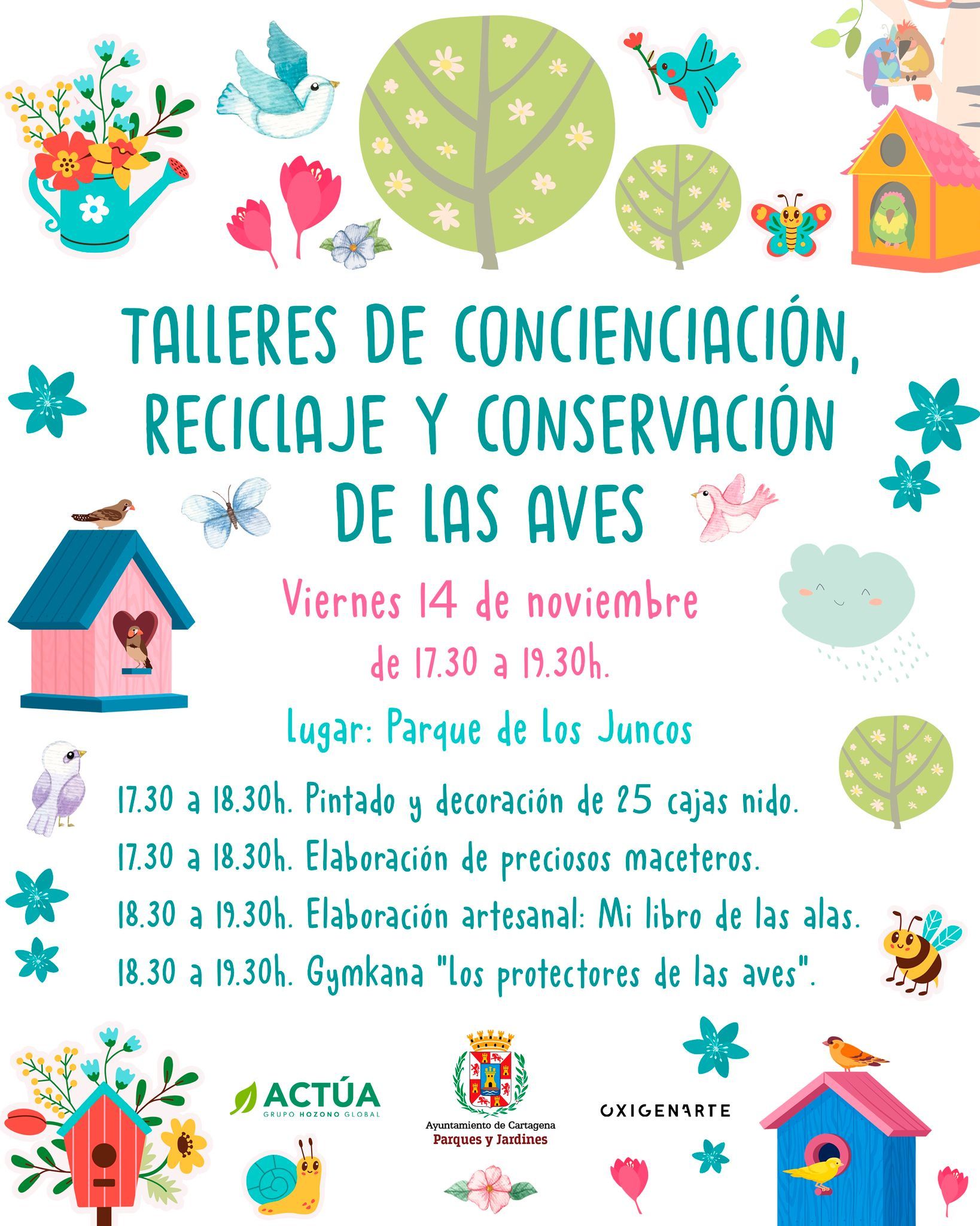 Talleres de concieciacin, reciclaje y conservacin de aves en el Parque de los Juncos
