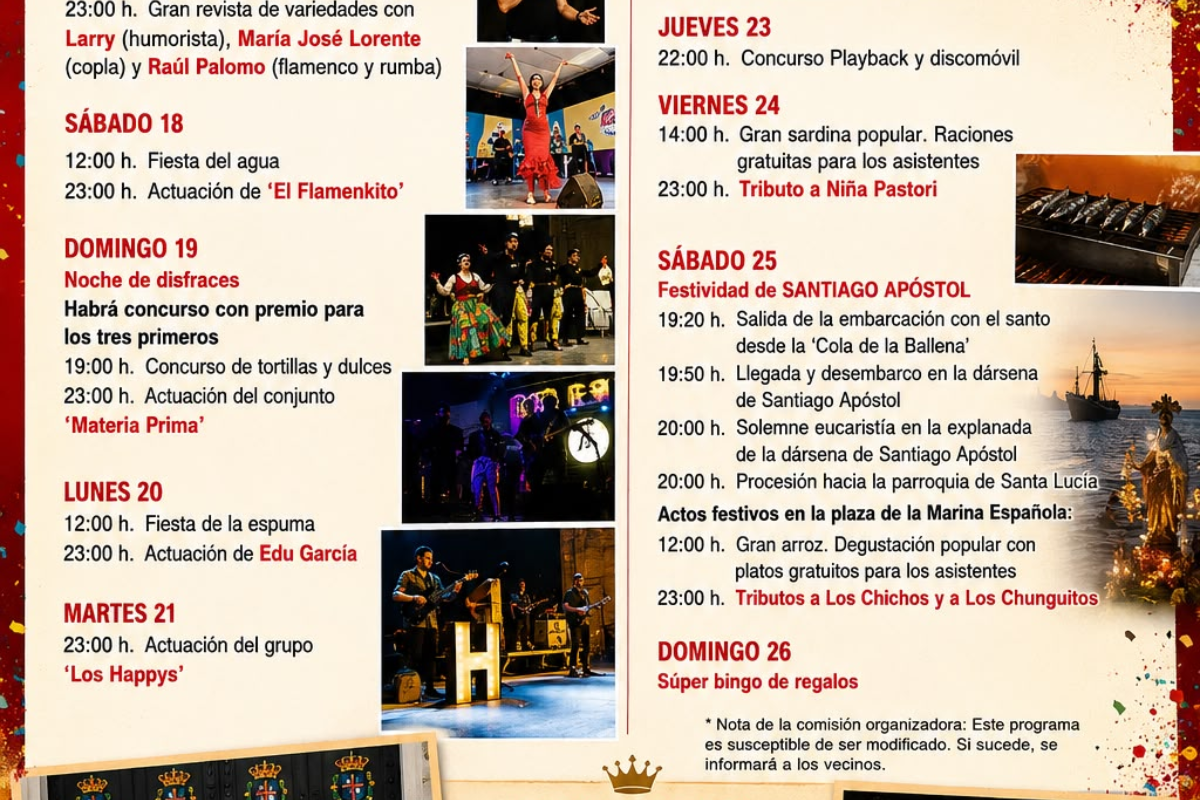 Santa Lucía afronta la semana grande de sus fiestas con música, gastronomía y la llegada de Santiago Apóstol por mar
