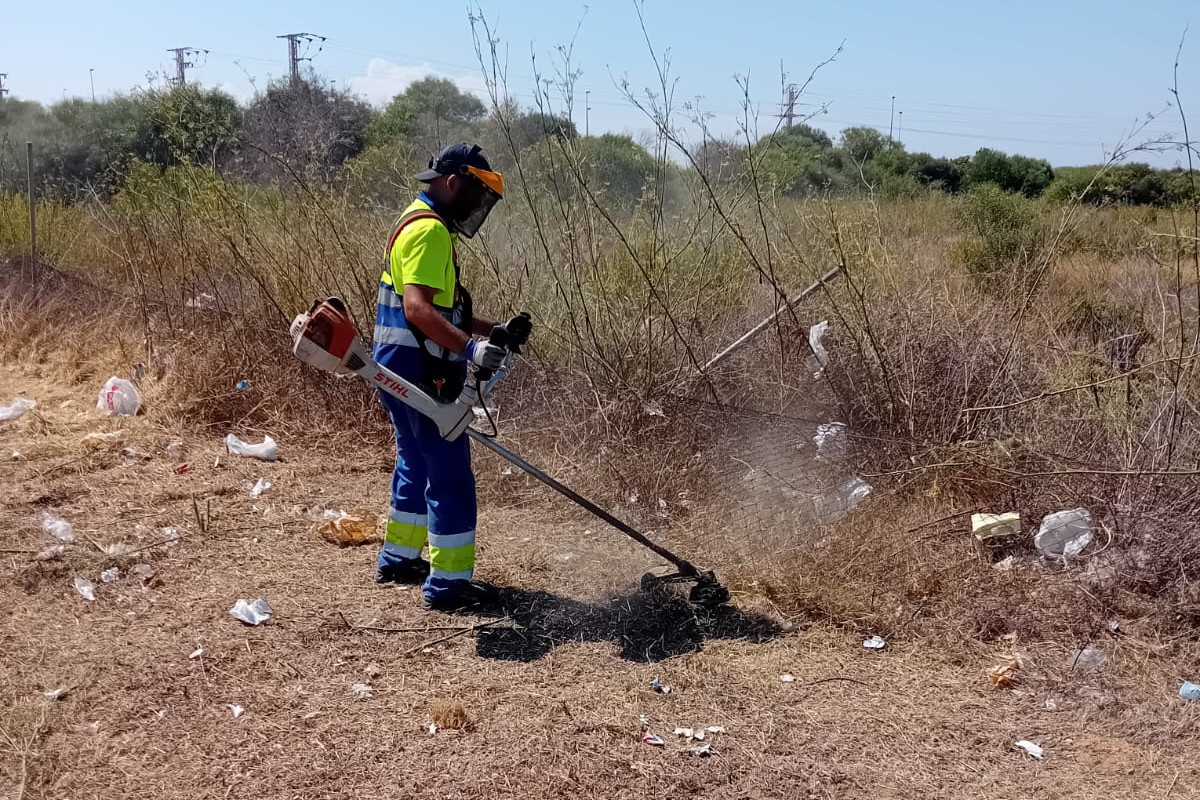 El Ayuntamiento intensifica la limpieza y el desbroce en Cabo de Palos y Cala Flores con un operativo diario de 14 efectivos