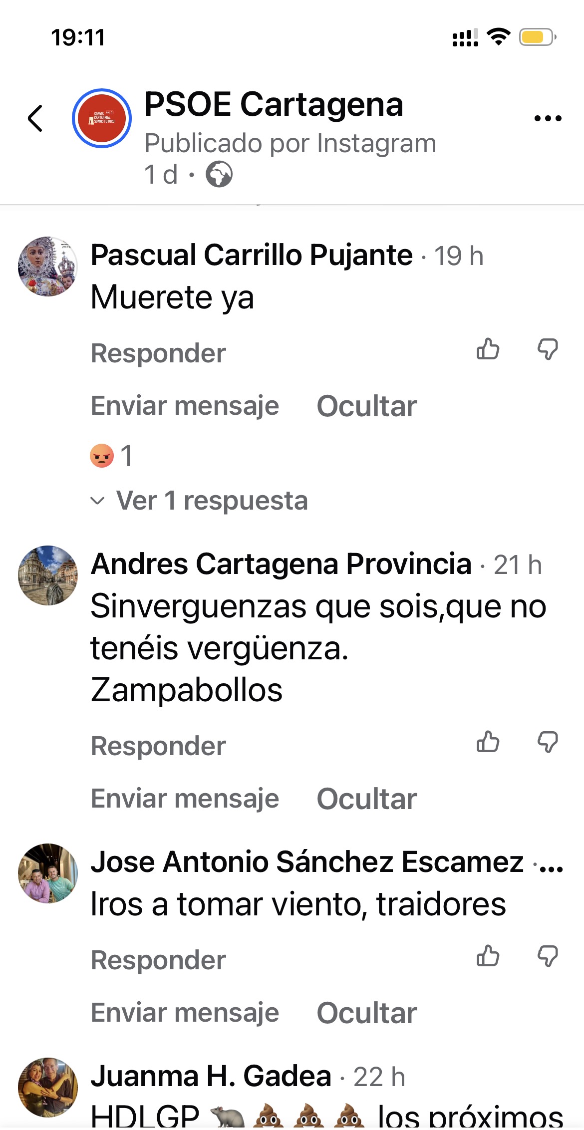 El PSOE denuncia las amenazas y agresiones verbales que sufren sus representantes. Imágenes PSOE