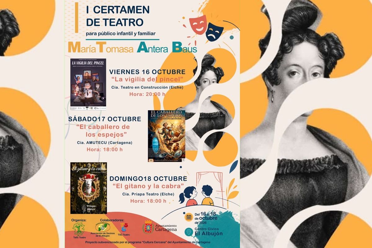 El Albujón celebra del 16 al 18 de octubre el I Certamen de Teatro 'María Tomasa Antera Baus'. 2026.
