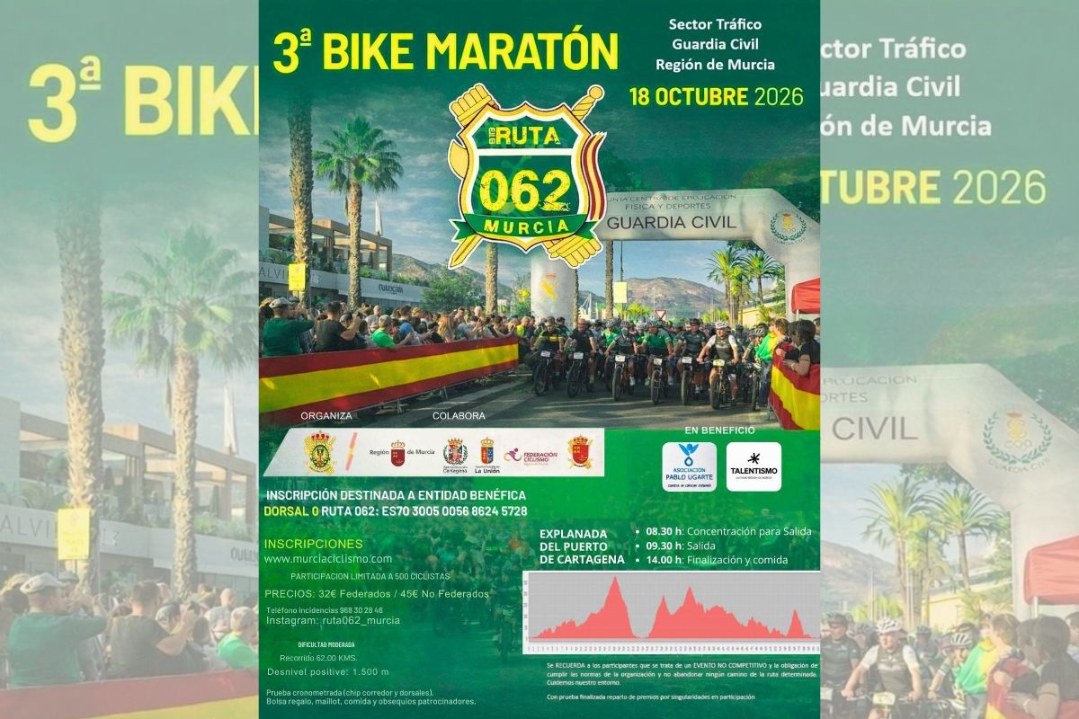 La Bike Maratón Ruta 062 celebra su tercera edición este domingo en Cartagena