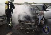 Incendio en un vehículo en la vía rápida de La Manga