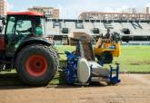 Trabajos de sustitucin del csped del estadio Cartagonova