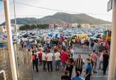 La polica local controlando los accesos del Estadio Cartagonova durante un  encuentro del FC Cartagena. Imagen de archivo