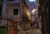 Derrumbe de la mediana de un edificio en la calle Cuatro Santos