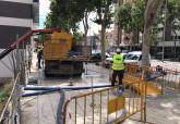 Trabajos de desagüe en el solar del Paseo Alfonso XIII