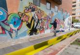 Realización del grafiti homenaje a Ibañez