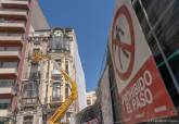 Obras en un edificio de la plaza de la Merced en una imagen de archivo.