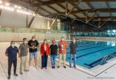 ltimos preparativos de la piscina del Palacio de Deportes.