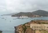 El buque escuela Elcano a su llegada al puerto de Cartagena