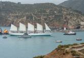 El buque escuela Elcano a su llegada al puerto de Cartagena