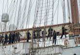 El buque escuela Elcano a su llegada al puerto de Cartagena