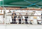 El buque escuela Elcano a su llegada al puerto de Cartagena