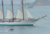 El buque escuela Elcano a su llegada al puerto de Cartagena