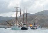 El buque escuela Elcano a su llegada al puerto de Cartagena