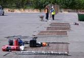 Trabajos de vallado en el Parque de los Exploradores en el polígono de Santa Ana