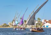 Regata vela latina botes 21 palmos La Manga del Mar Menor en la zona de Cartagena de El Vivero Playa de Los Alemanes.